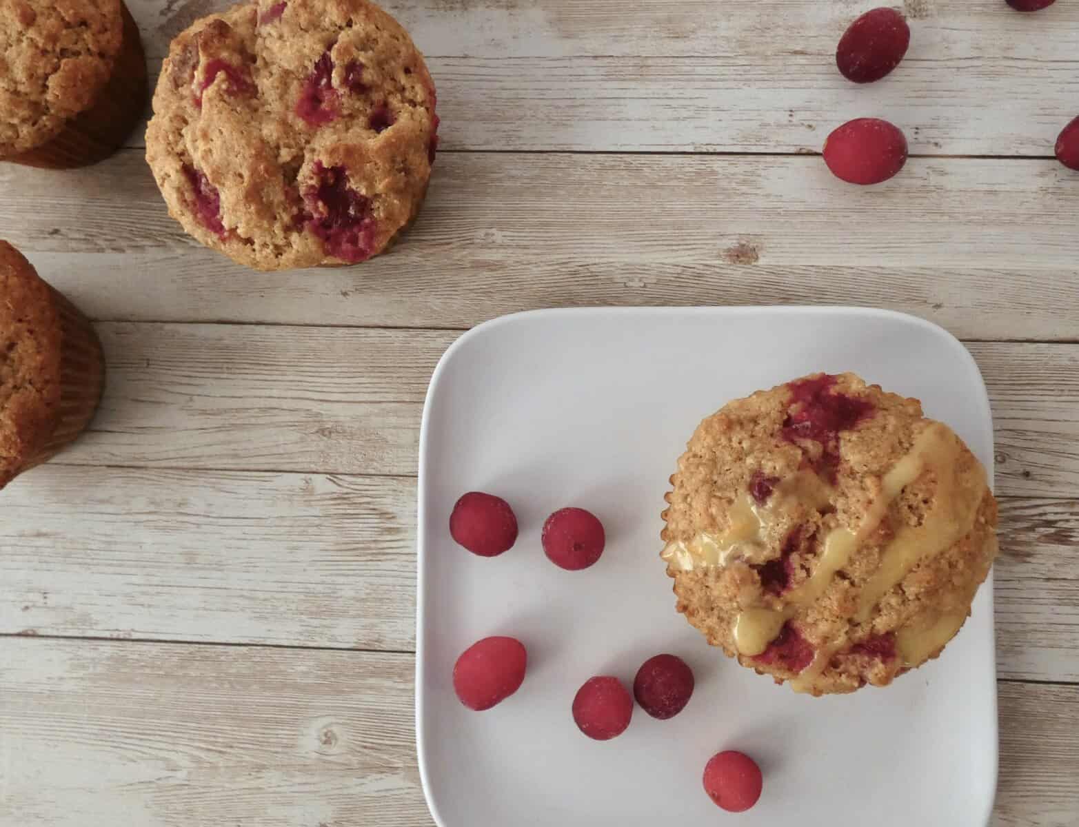 healthy orange cranberry muffins from above