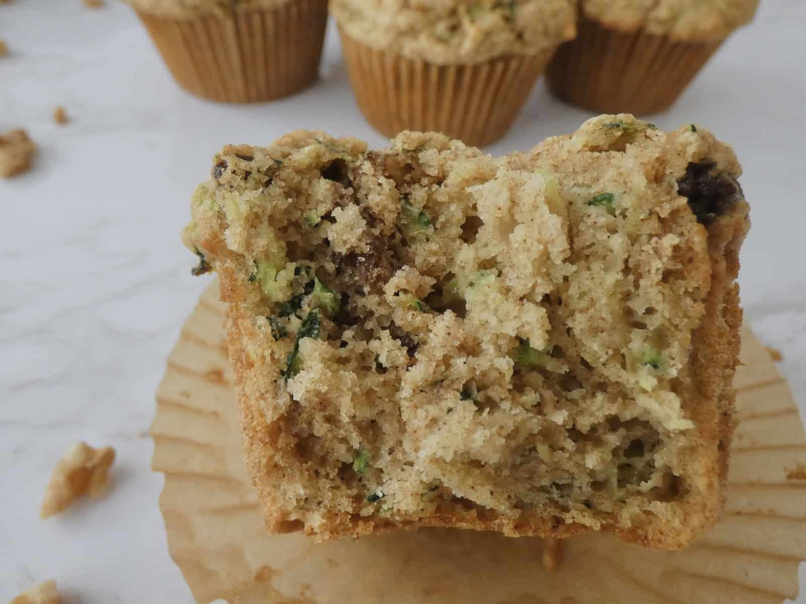 Bakery style zucchini muffins fluffy texture