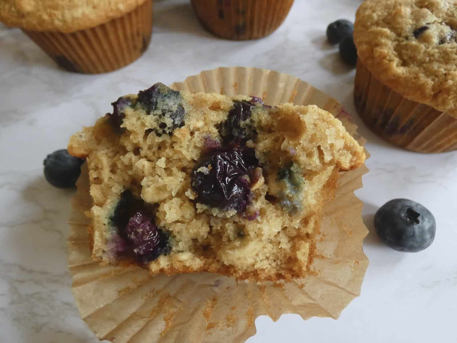 Healthier Blueberry Oat Muffins