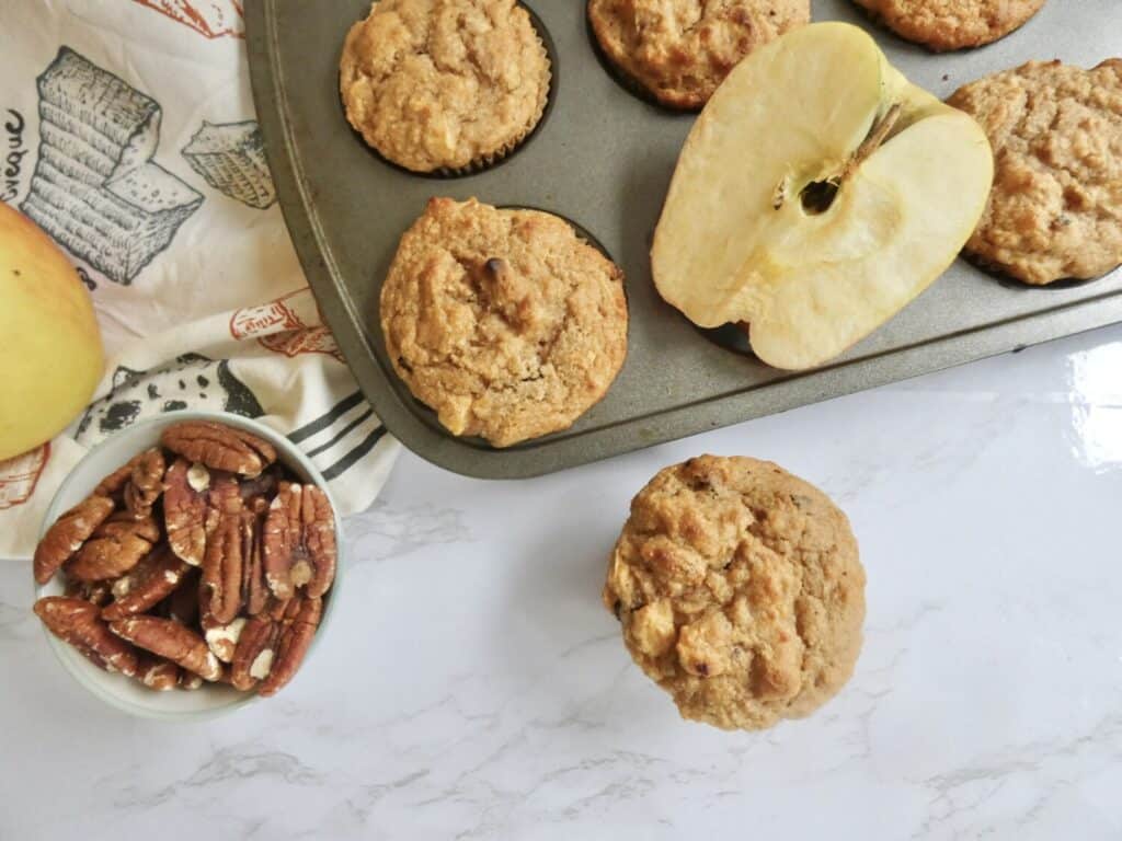 top down view of healthy apple muffins