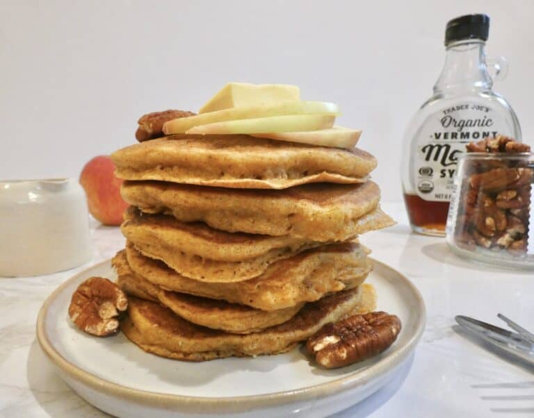 stack of healthy apple pumpkin pancakes