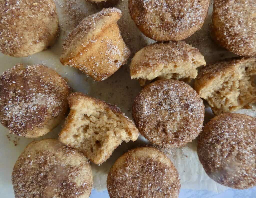 top down of many healthy apple cider donuts