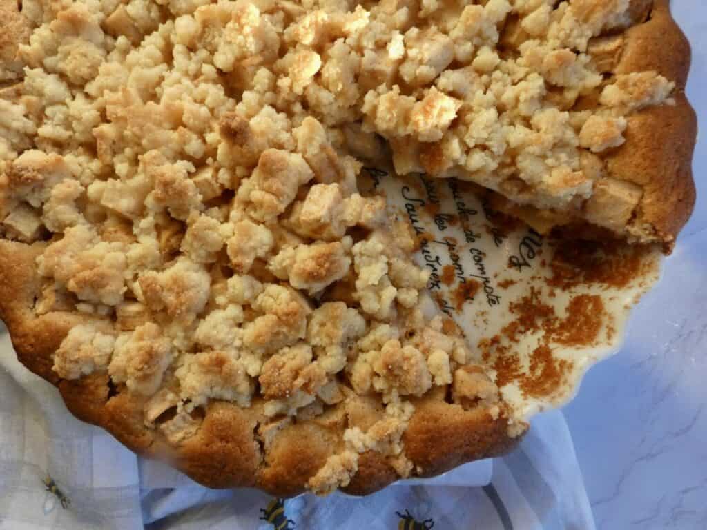 missing slice from german streusel apple pie