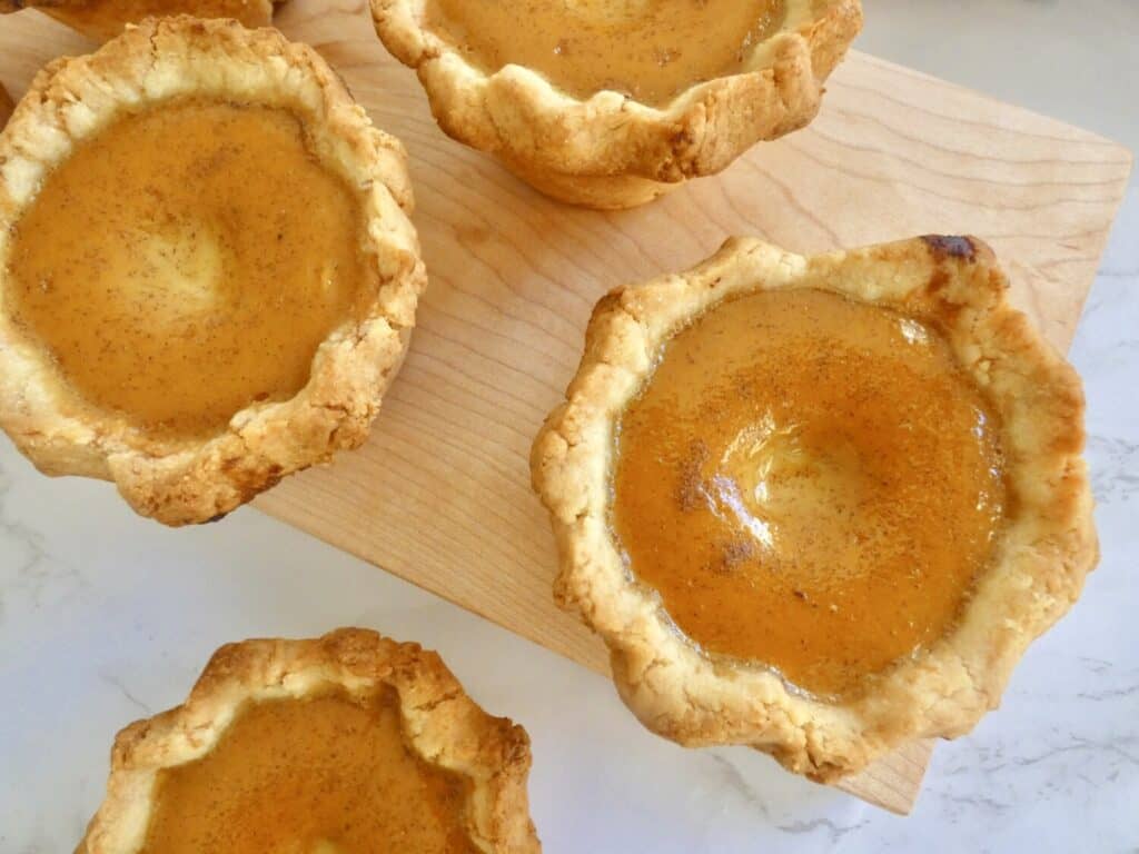 top down view of mini pumpkin pies