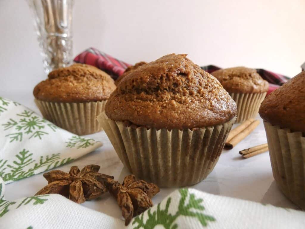 close up of Healthy gingerbread muffins with spices