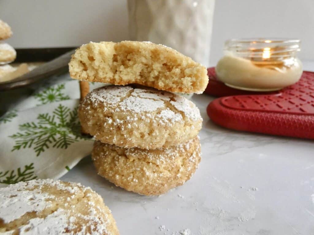 stack of Snickerdoodle Amaretti Cookies