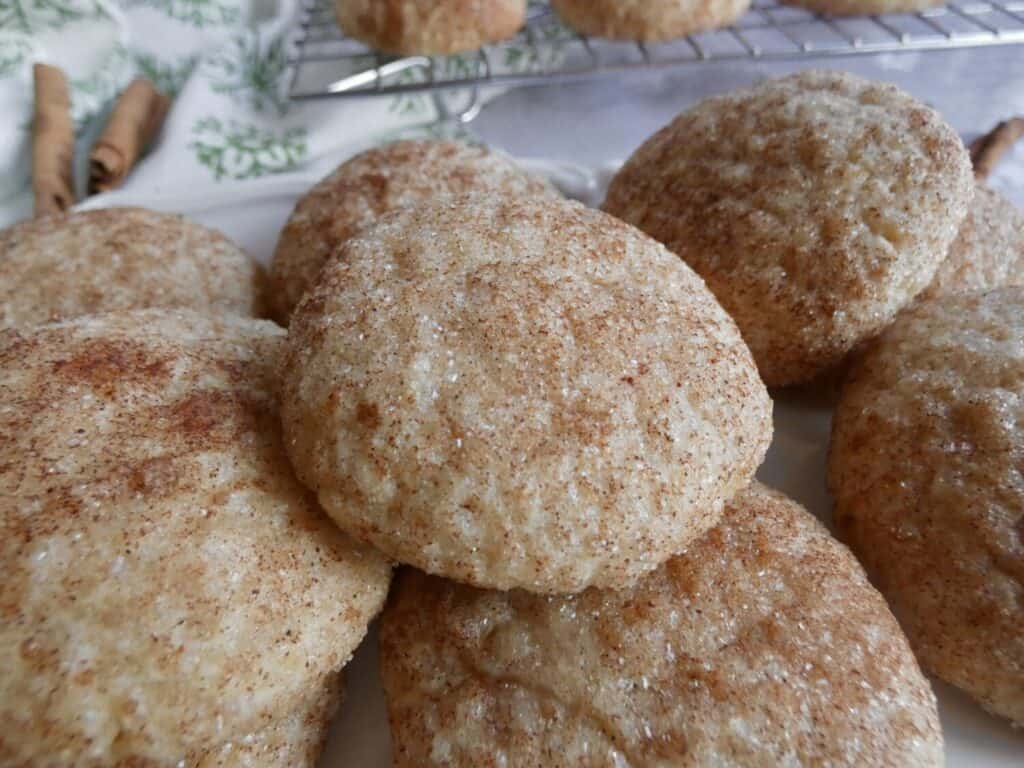 close up of Healthier Snickerdoodle Cookies