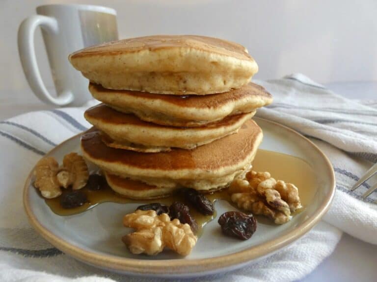 stack of eggnog pancakes