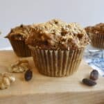 Healthy Morning glory muffin on wood board