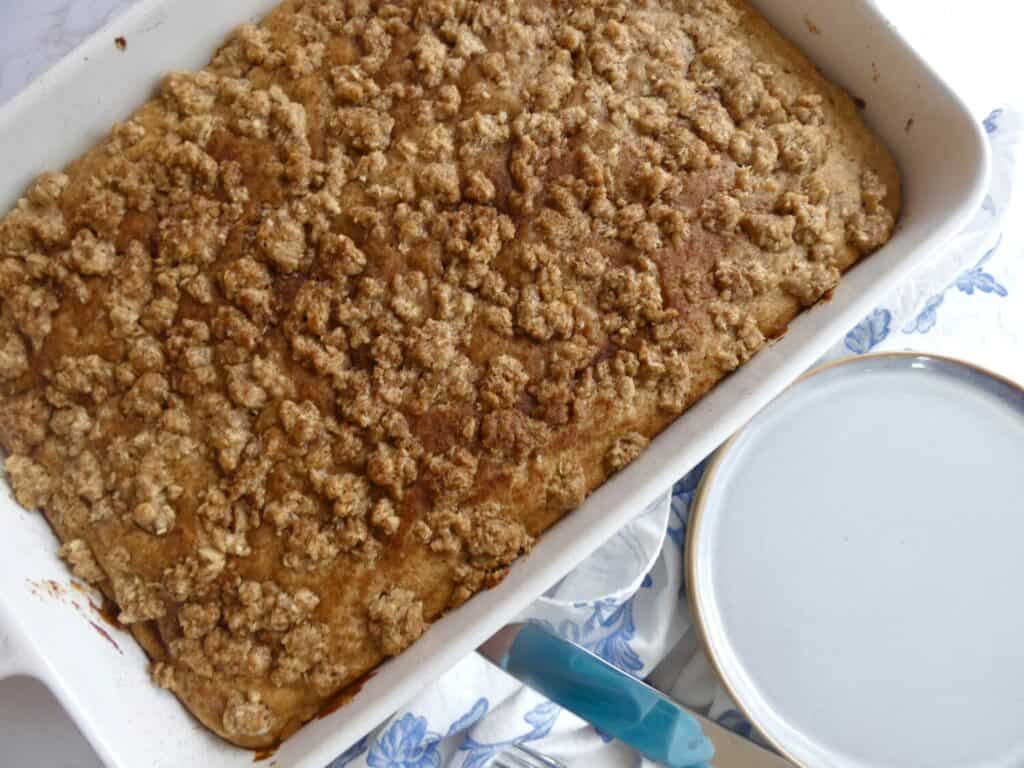 top down of Healthier Banana Cinnamon Coffee Cake