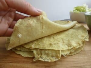 folded over healthy 1-ingredient quinoa tortilla