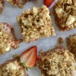 top down view of healthy strawberry coconut oat bars