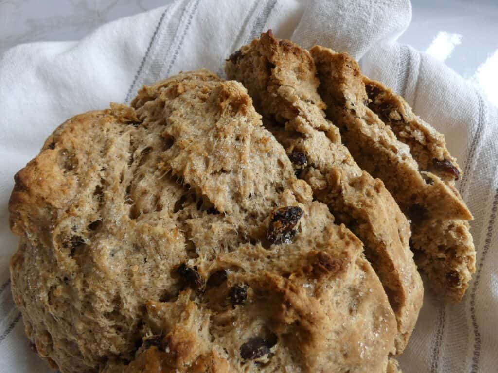 top down view of sliced Small Batch Irish Soda Bread