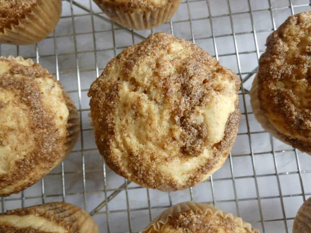 top down view of Healthier Cinnamon Roll Muffins