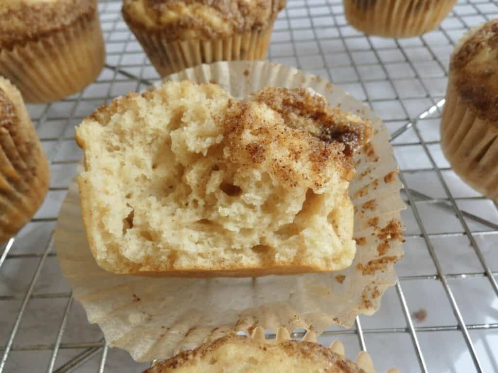 inside of Healthier Cinnamon Roll Muffins