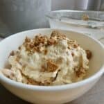 maple bacon pecan crunch ice cream in a bowl