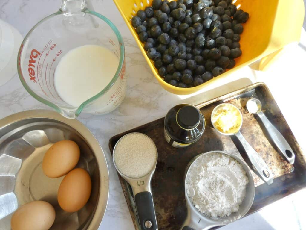 ingredients for Julia Child inspired Berry Clafoutis