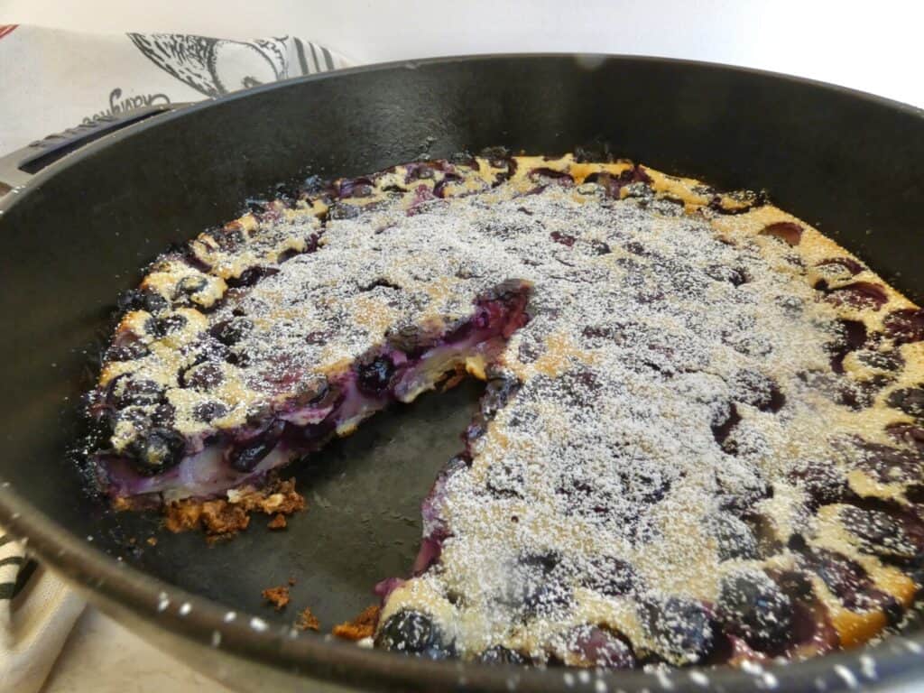 Julia Child inspired Berry Clafoutis with missing slice