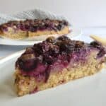 slice of healthy one-pan berry cake