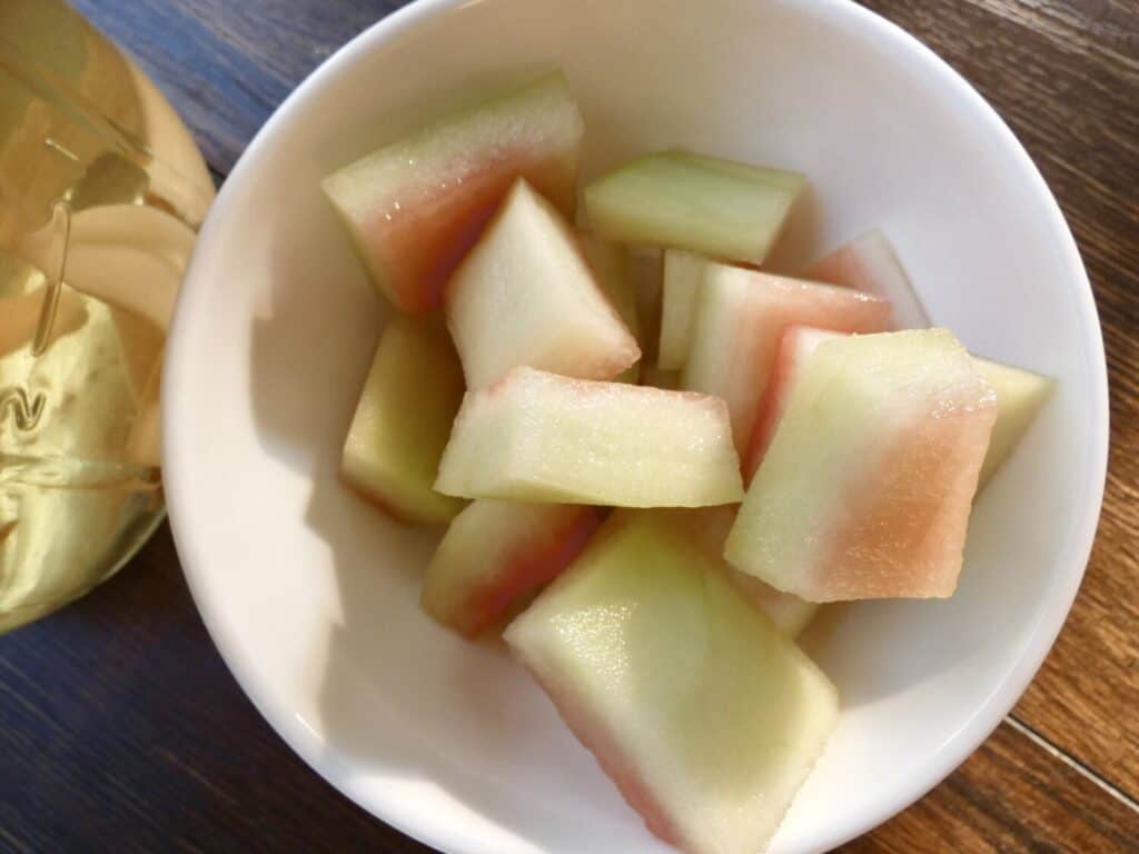 Watermelon rind pickles in the sun