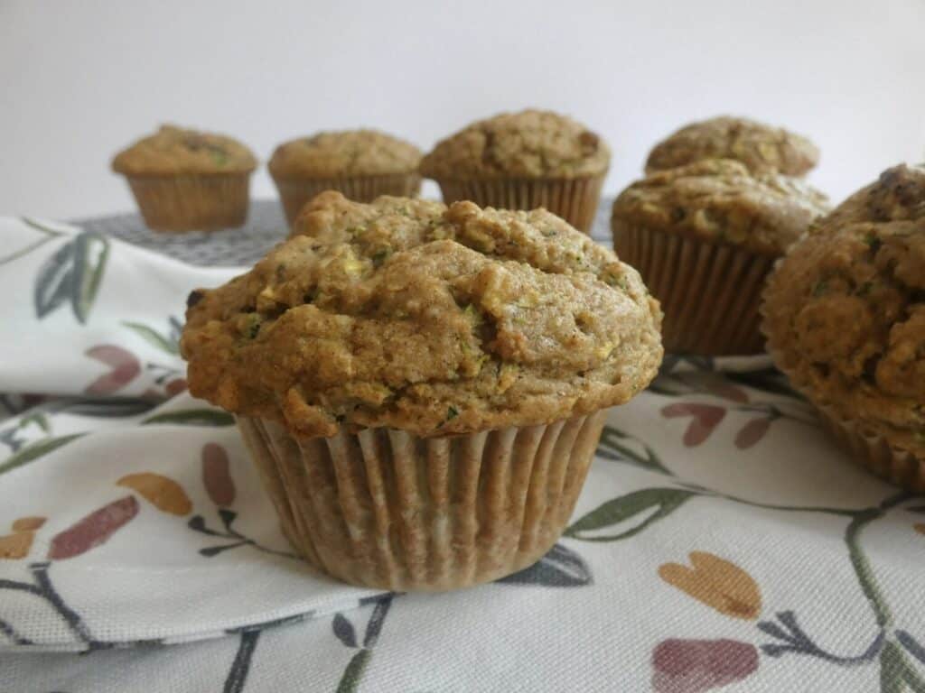 close up of bakery style zucchini muffin