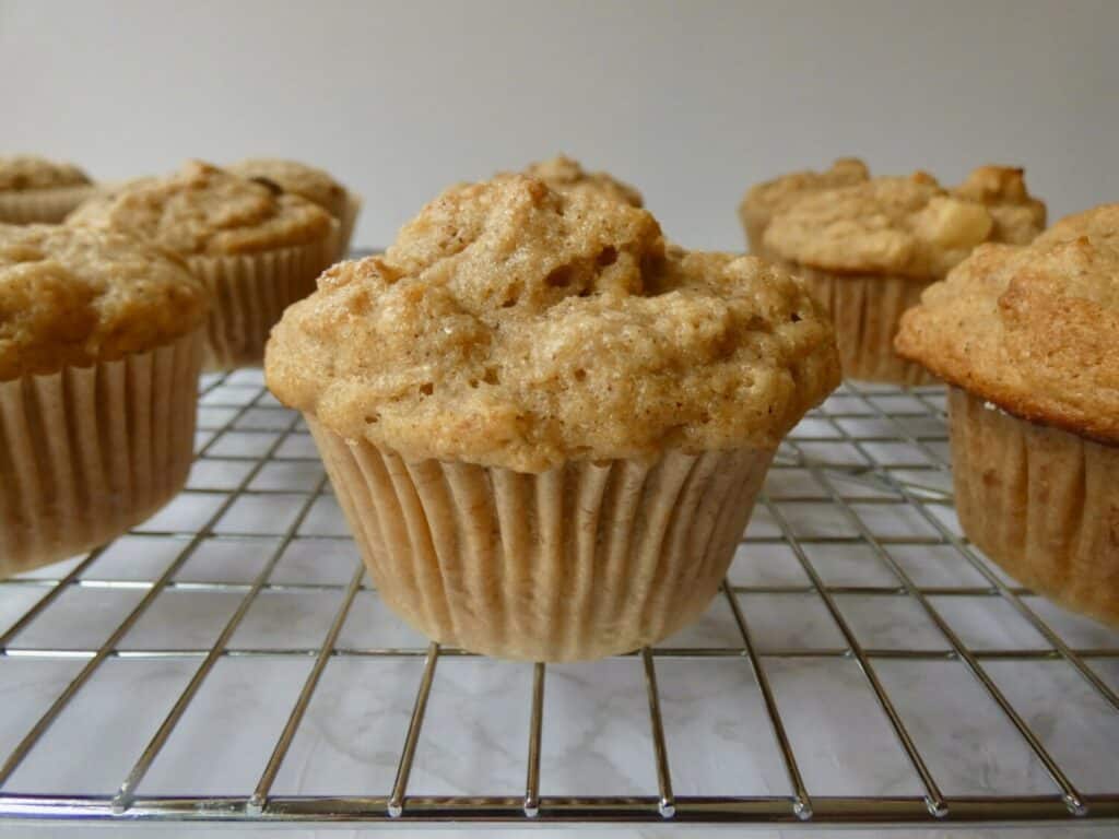 Healthy Apple Muffins on a cooling tray