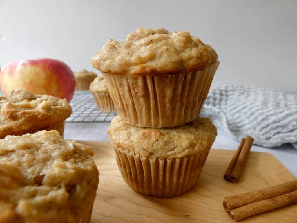 stack of healthy apple muffins