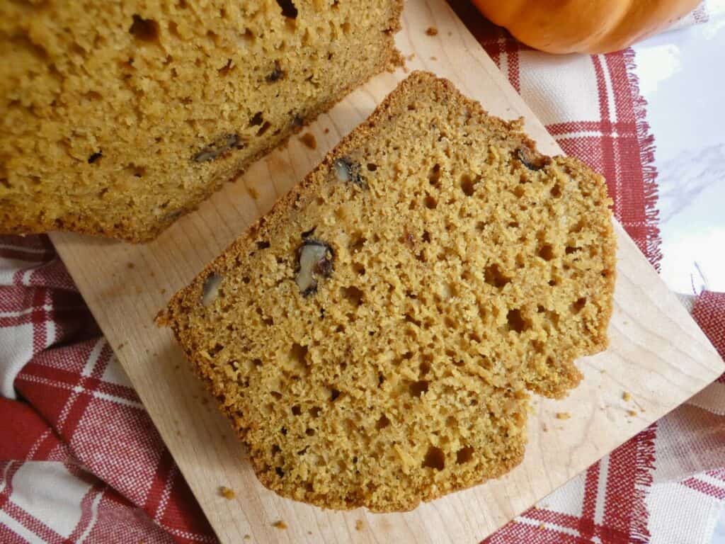 single slice of healthier pumpkin bread