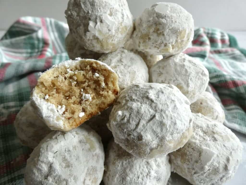 close up of healthier Russian tea cake with bite missing