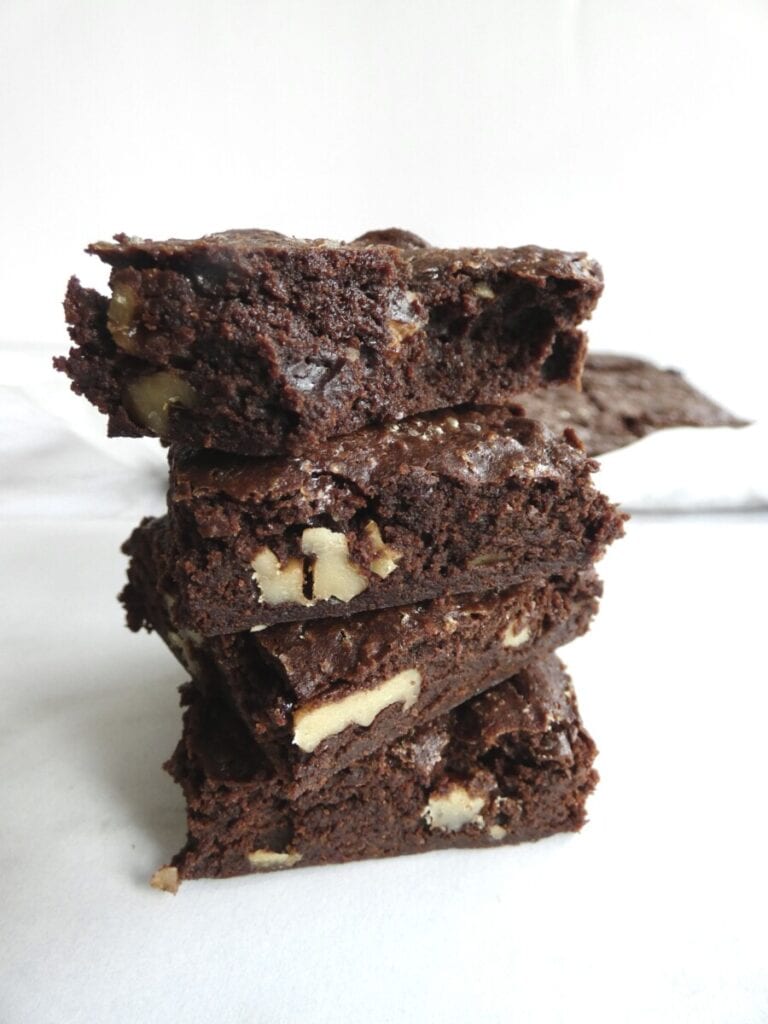 stack of Ultimate Fudgy Brownies vertical