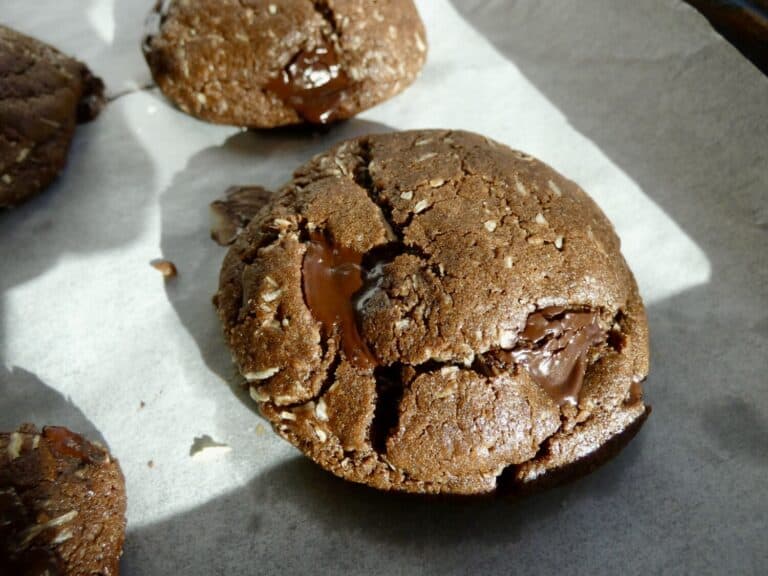 close up of secret ingredient fudgy double chocolate cookies