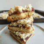 stack of raspberry crumb bars