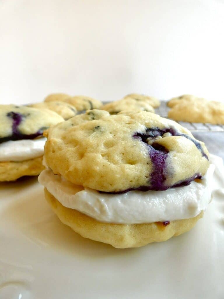 healthier blueberry whoopie pie on a plate