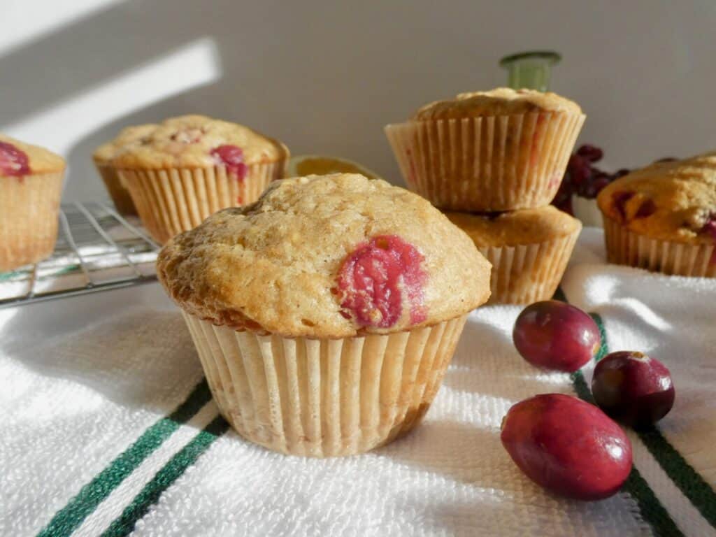 Cranberry Orange Muffin with fresh cranberries